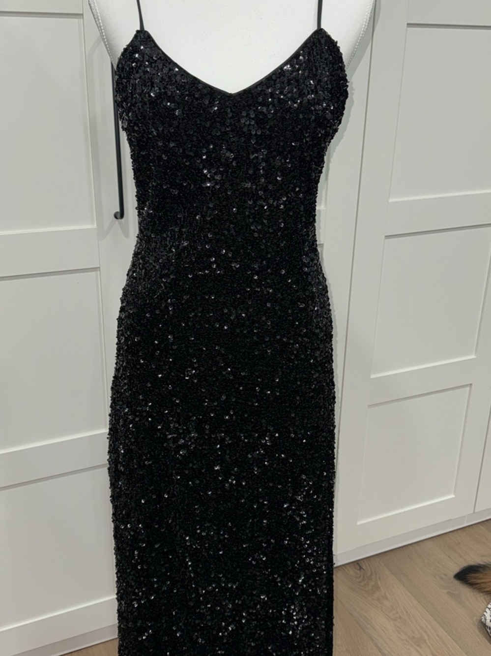 Lucy Paris Black Sequin Strapless Slip Dress